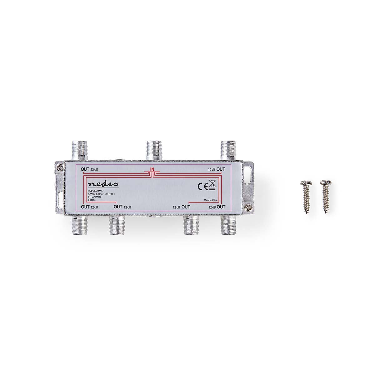 Nedis CATV Splitter | 5 - 1000 MHz | Insertion loss: 10.0 dB | Number of outputs: 6 | 75 Ohm | Zinc