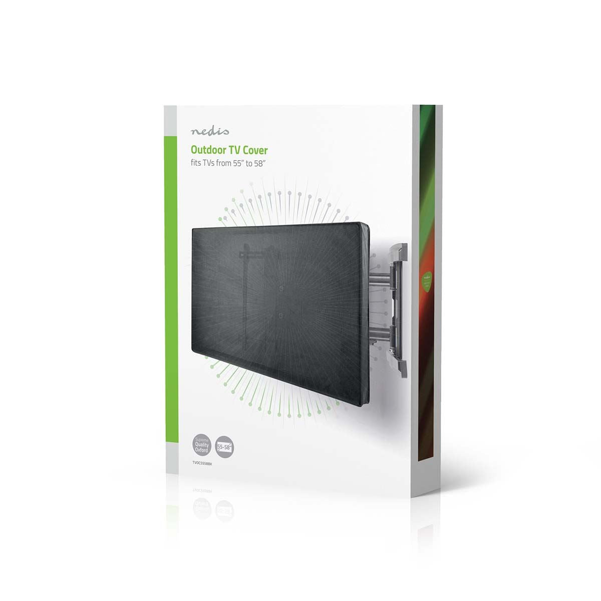 Nedis Outdoor TV Screen Cover, 55-58 in, Weatherproof Oxford Cloth, 360 Protection From Rain, Sunlight, Dust & Wind, with Side Zips & Remote Control Pocket, for Garden, Pub or Commercial Use