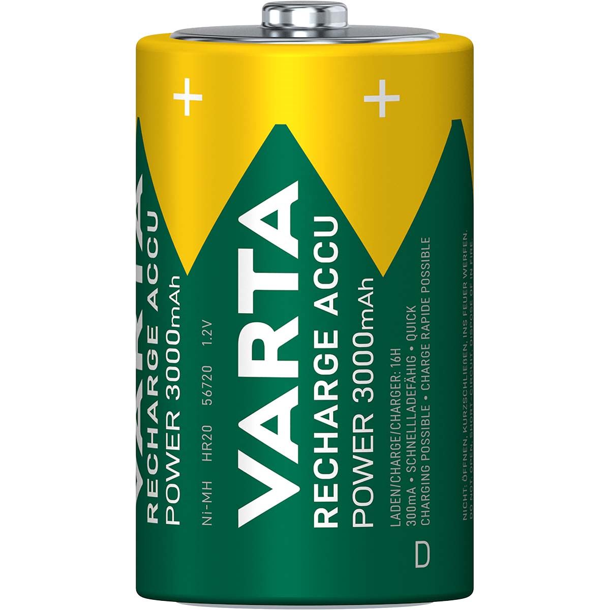 Varta D Rechargeable NiMH Battery | 1.2 V 3000 mAh 2-Blister