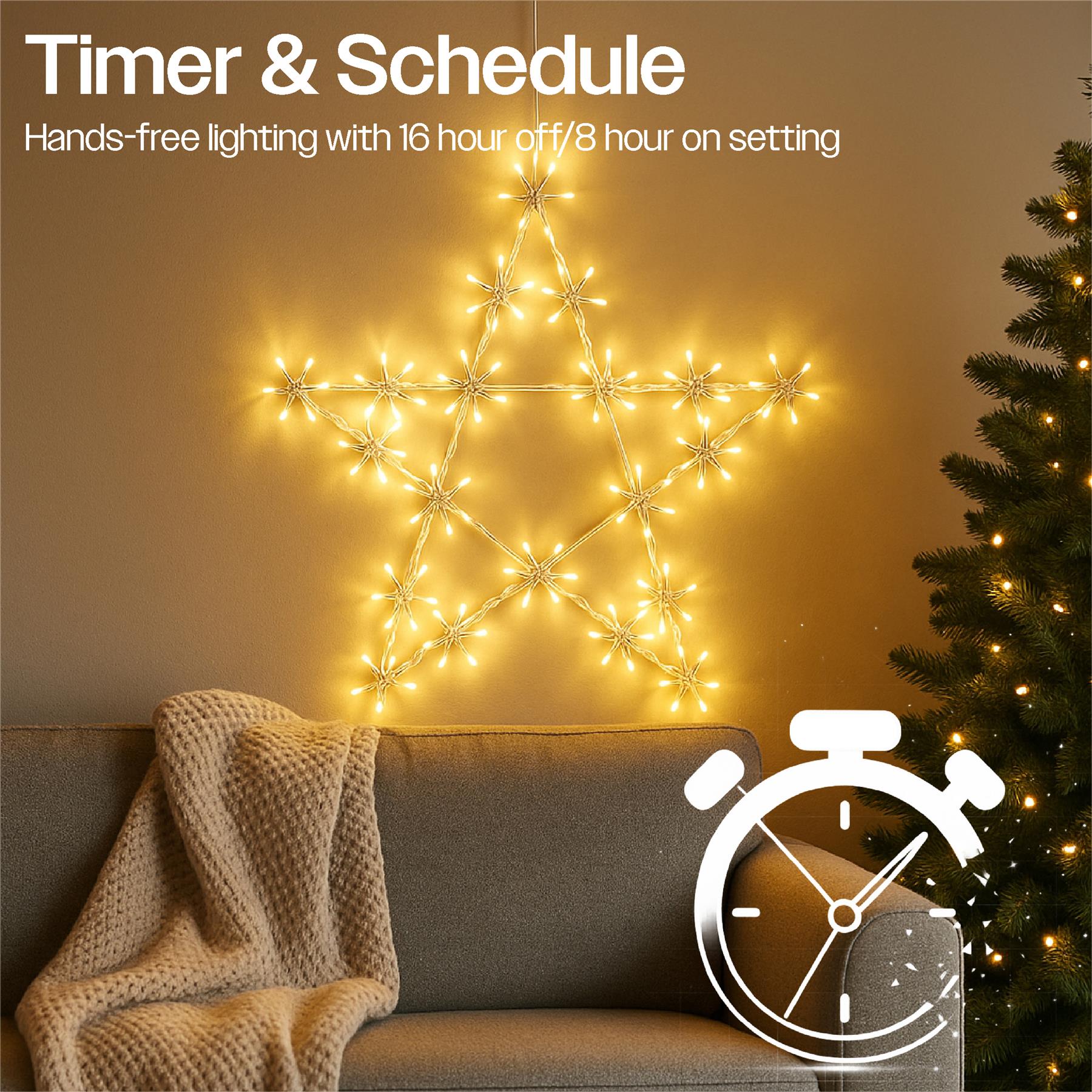 50cm Warm White LED Christmas Festive Holiday Decoarative Metal Star