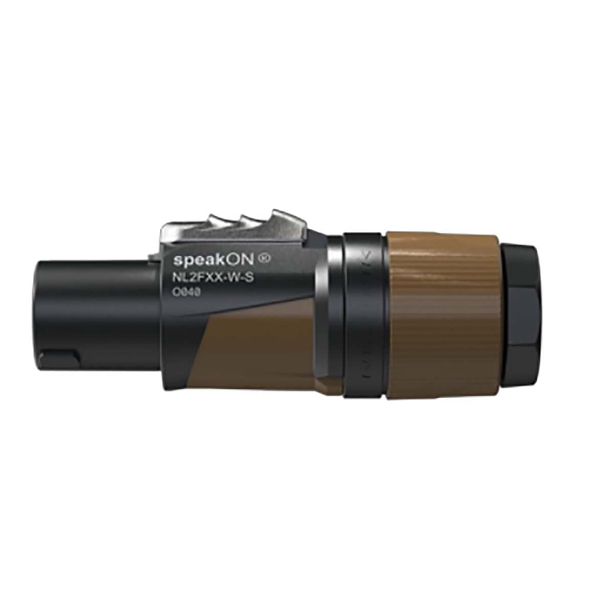 Neutrik 2 pole speakOn cable connector, chuck type strain relief for cable diameters 6 to 12 mm