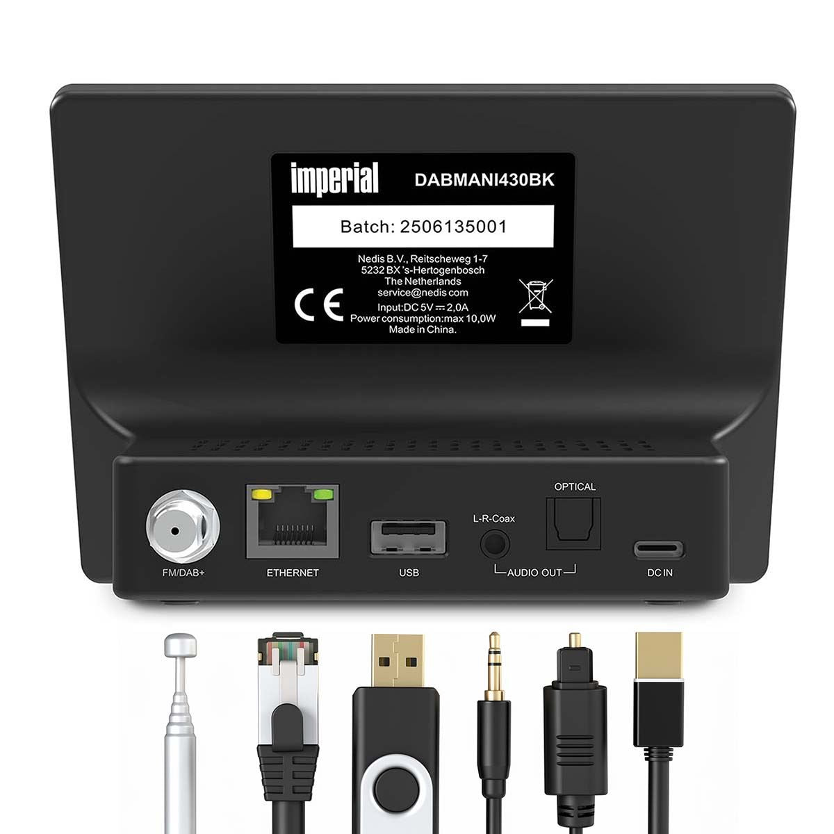 Imperial DABMAN i430BK Hybrid Radio Adapter - DAB+ FM Internet Radio, Bluetooth Transmit & Receive, WiFi Ethernet, 3.2 Inch Display, Streaming Services