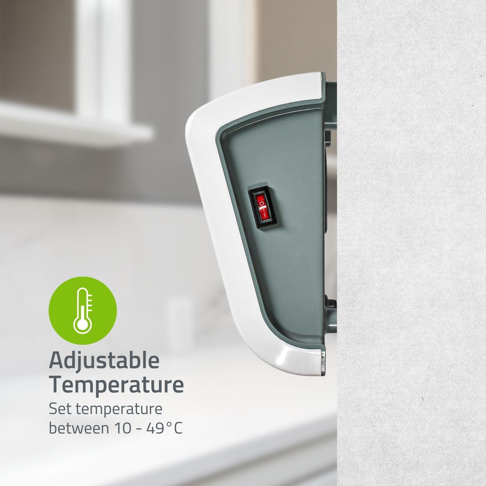 Nedis Bathroom Fan Heater, 2kW, Wall Mounted, with LED Display, 2 Heat Power Settings, 7 Day Timer and Remote Control, White