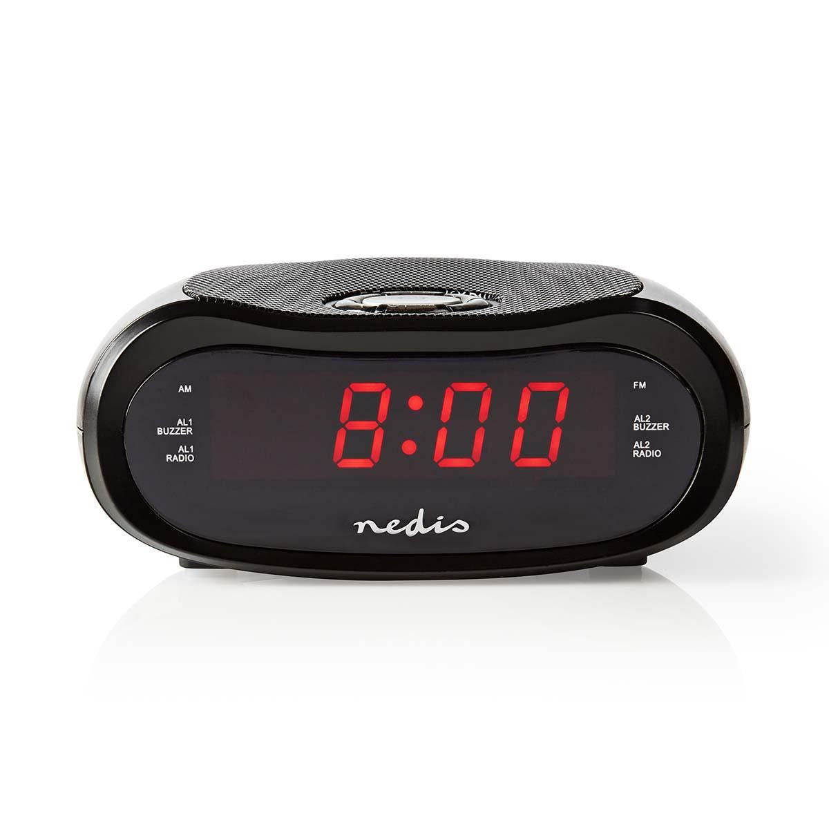 Nedis Digital Alarm Clock Radio | LED | AM / FM | Snooze function | Sleep timer | 2 Alarms | Black