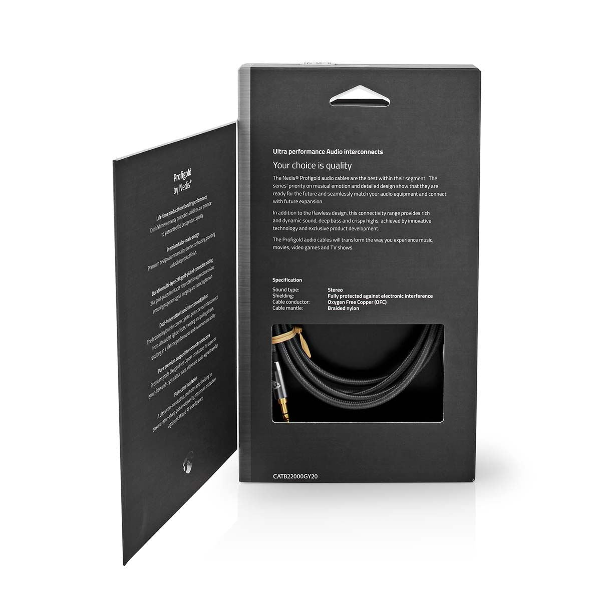 Nedis Stereo Audio Cable | 3.5 mm Male | 3.5 mm Male | Gold Plated | 2.00 m | Round | Grey / Gun Metal Grey | Cover Window Box