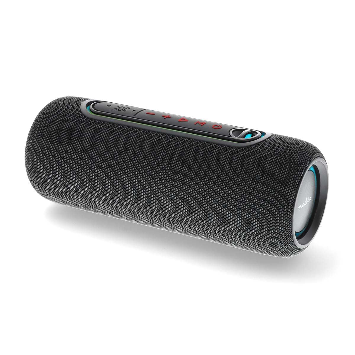 Nedis Bluetooth Speaker, Portable 30W with TWS, RGB Lights & Mic, Compact Handheld Design, 4-Hr Playback, USB-C, IPX5 Water Resistant - Black
