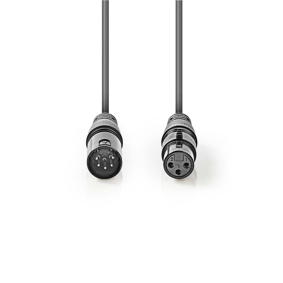 DMX Adapter Cable | XLR 3-Pin Female to XLR 5-Pin Male | 0.3 m | Grey