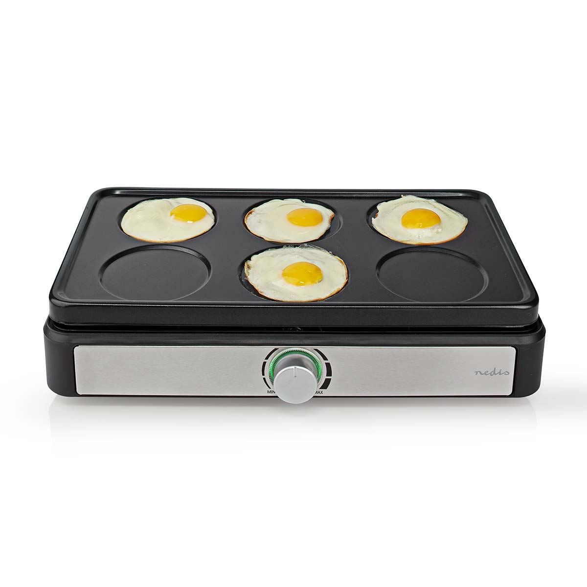 Nedis Electric Party Wok & Baking Plate Set, 600W, with 6 Pans & Spatulas, Non-Stick, Adjustable Temperature