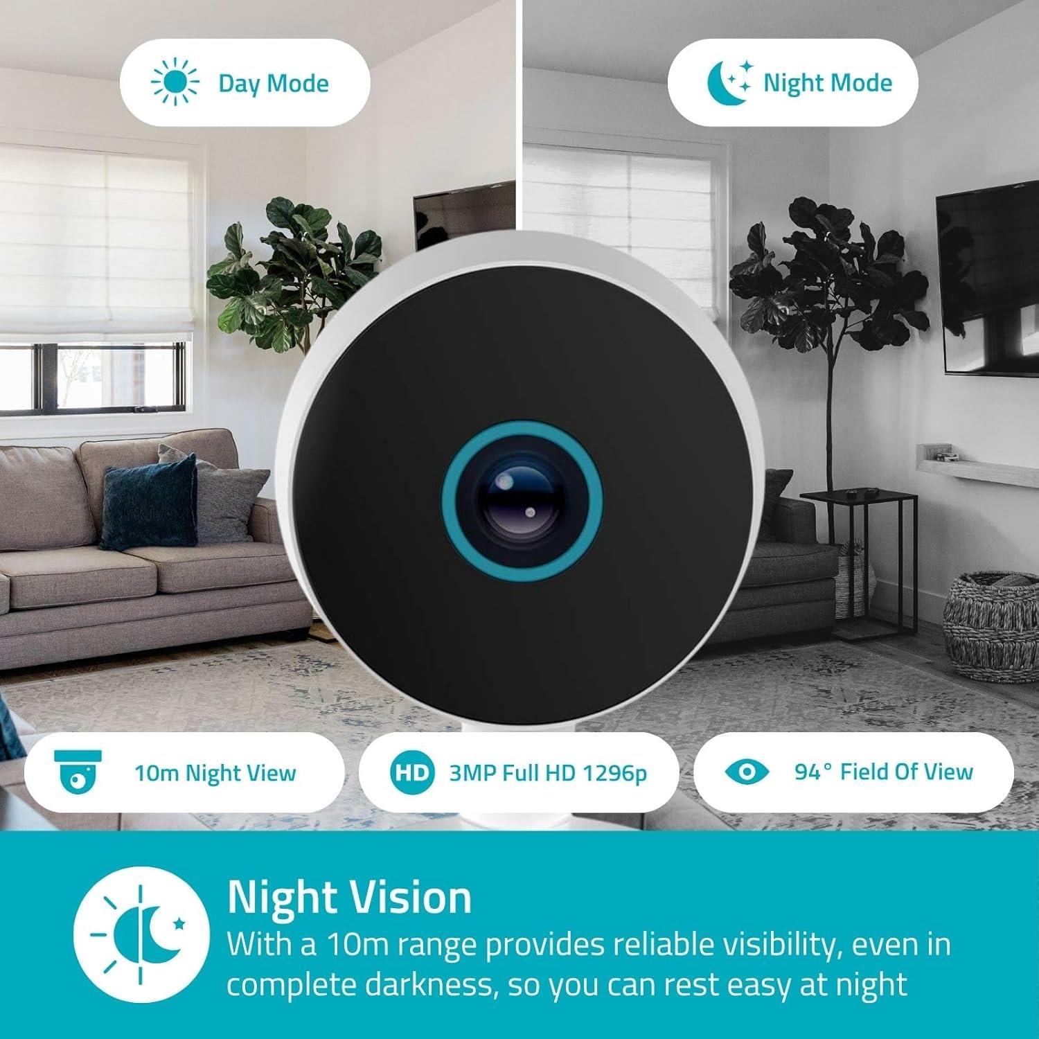Nedis SmartLife Indoor Camera | 3MP Full HD 1296p | Cloud Storage (optional) / microSD (not included) / Onvif | With motion sensor | Night vision | White