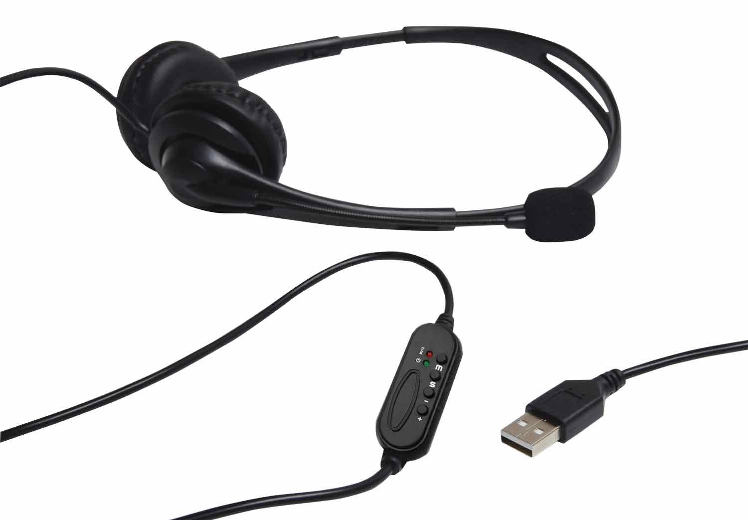 Av:link Lightweight USB Headset with Headphones & Microphone - Black