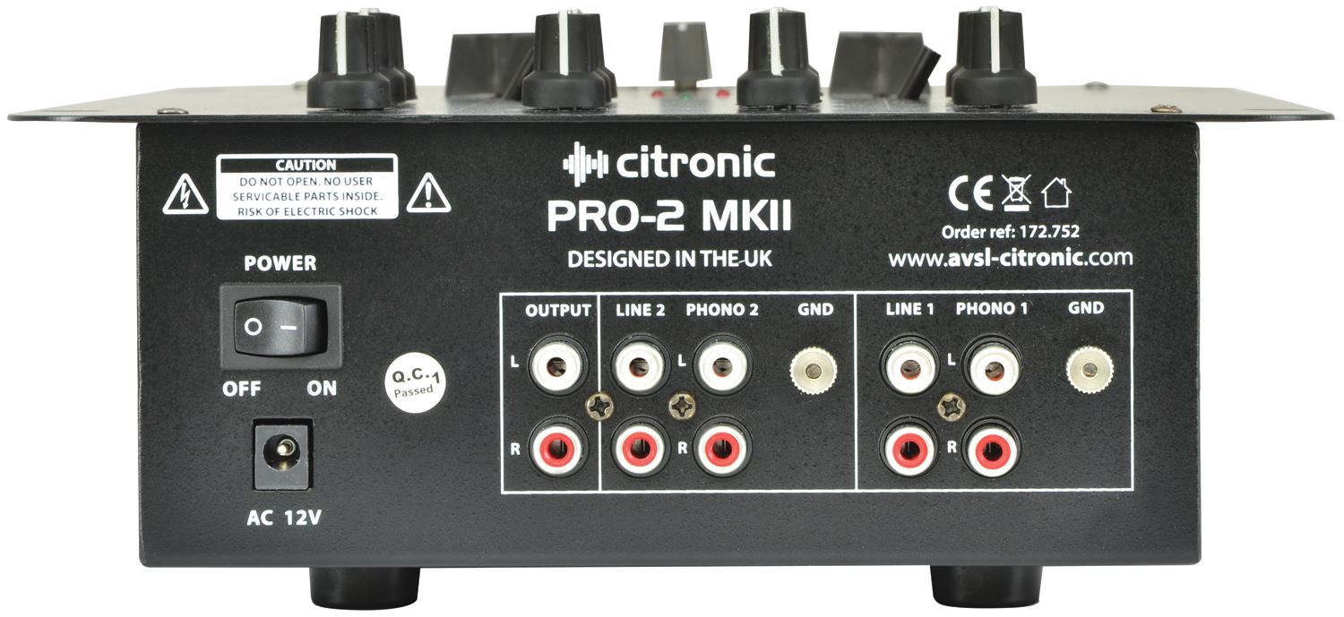 Citronic PRO:2 DJ MKII - 2 Channel Compact DJ Mixer 2 Channel
