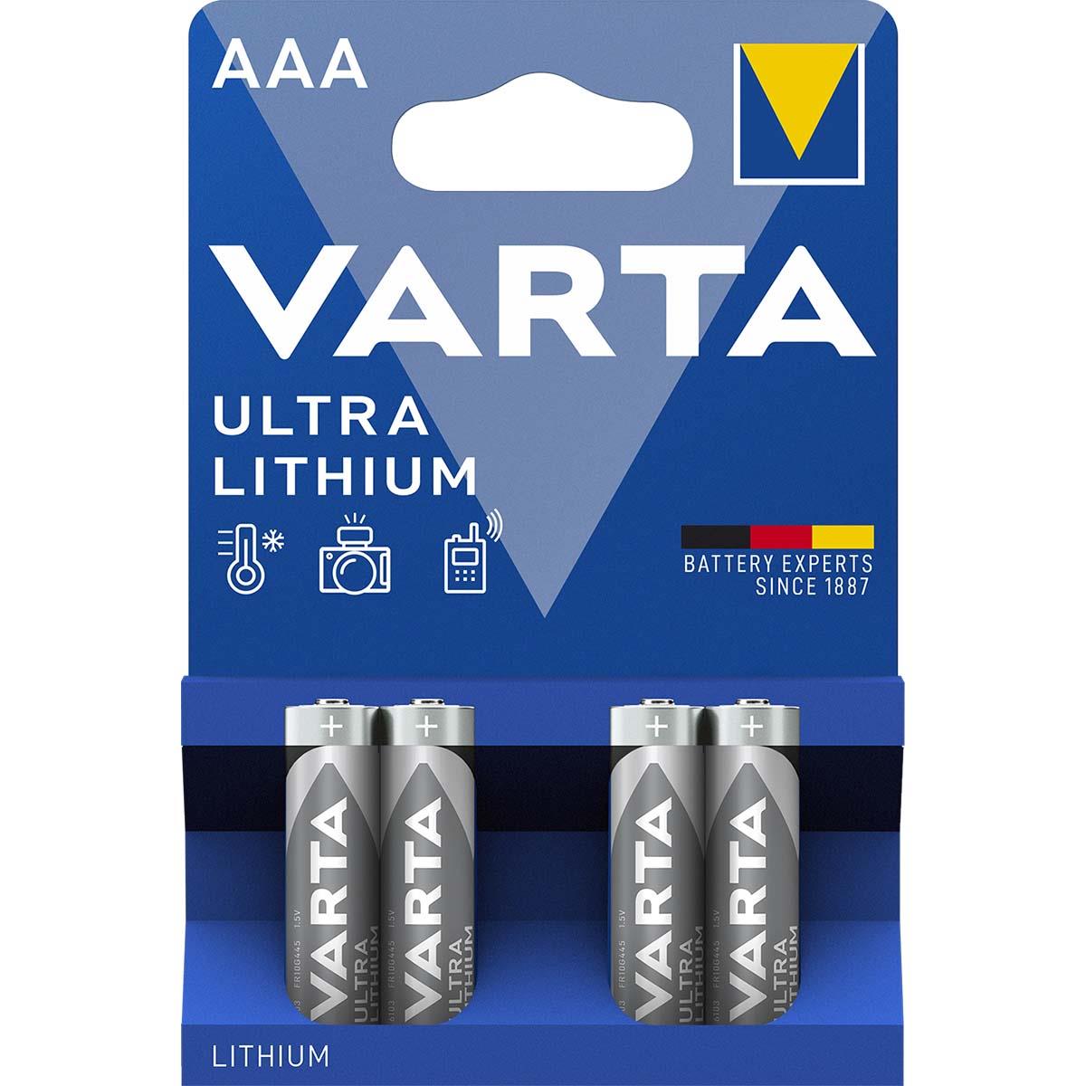 Varta Lithium Battery AAA 4-Blister Card