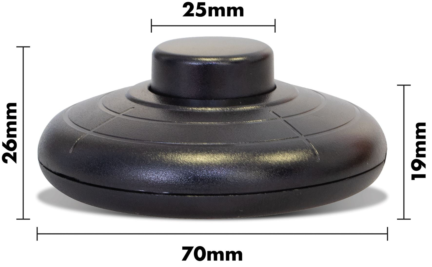 Round Foot Push Button Switch Press Pedal, for use with Floor Lamp, Standing Lamp, Table Lights, and more - Black