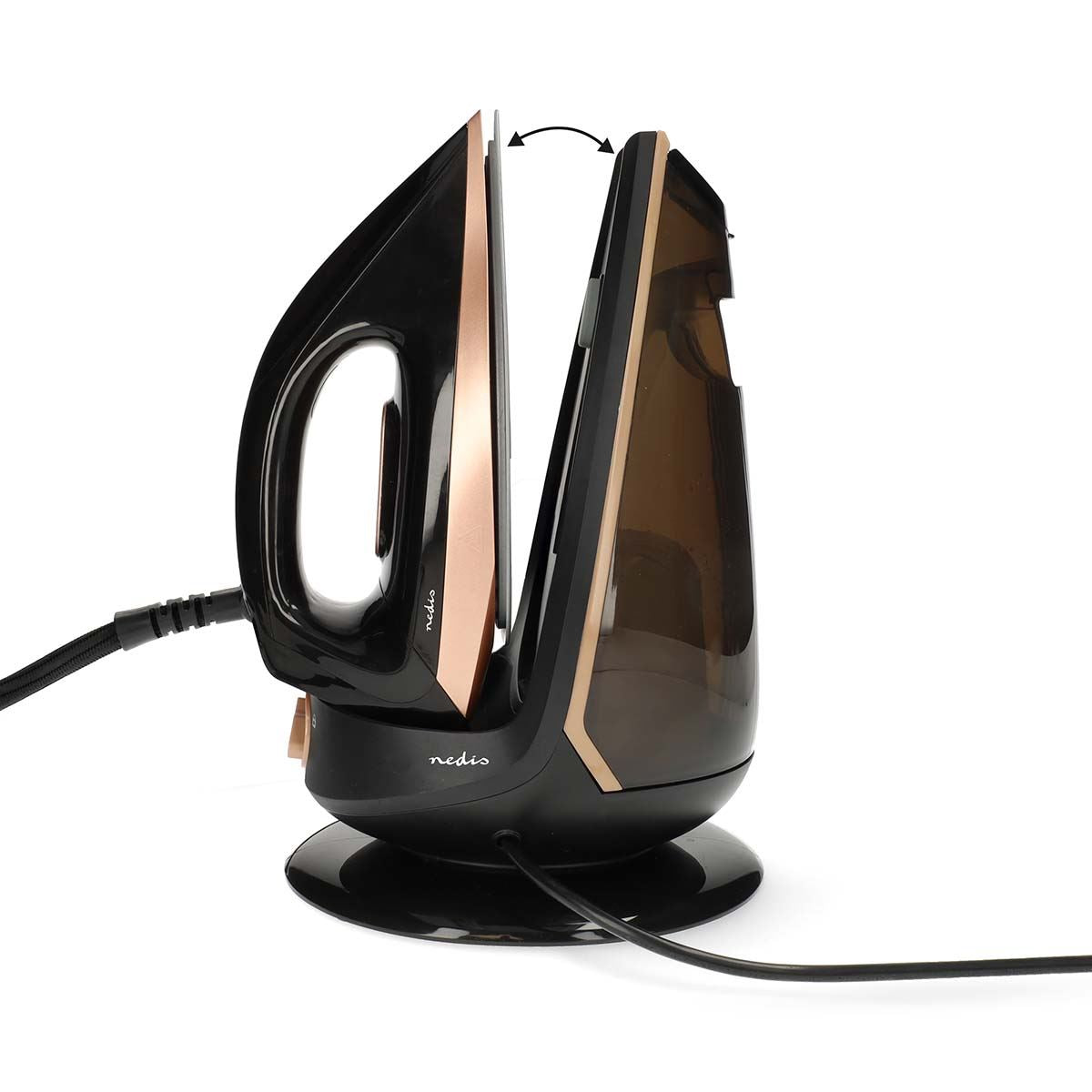 Nedis Steam Generator Iron 2400W, Powerful Fast Heating, Adjustable Steam Control, Vertical Steam Spray Function, 1500ml Connect Water Tank, Stainless Steel Soleplate - Rose Gold