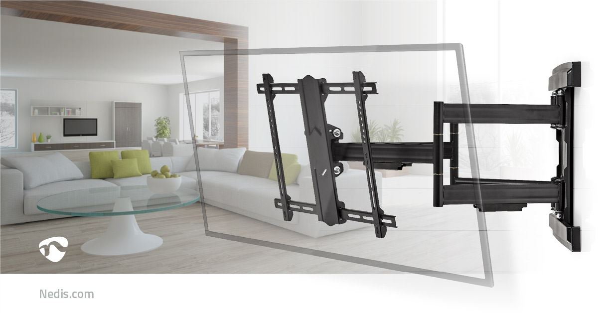 Nedis Full Motion TV Wall Mount | 37 - 80 " | Maximum supported screen weight: 70 kg | Tiltable | Rotatable | Minimum wall distance: 70 mm | Maximum wall distance: 800 mm | 6 Pivot point(s) | Steel | Black