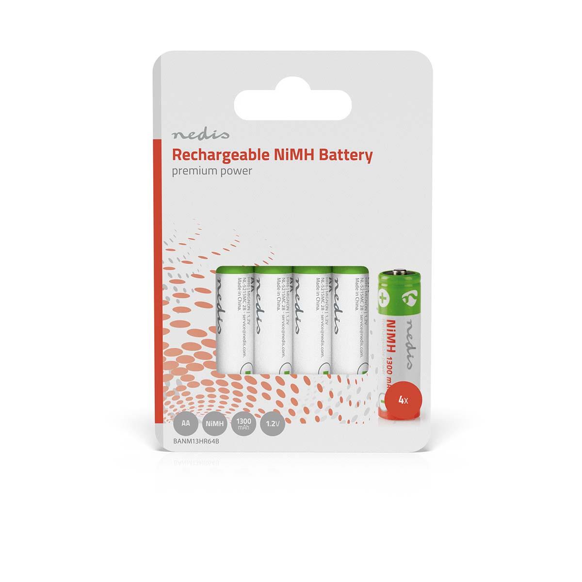 Nedis AA Rechargeable NiMH Battery | 1.2 V DC | 1300 mAh | 4-Pack