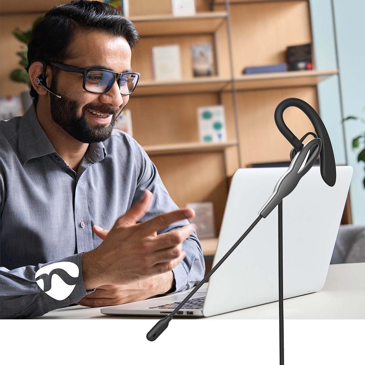 Nedis PC Headset | In-Ear | Mono | USB Type-A / USB Type-C™ | Fold-Away Microphone | Black / Grey