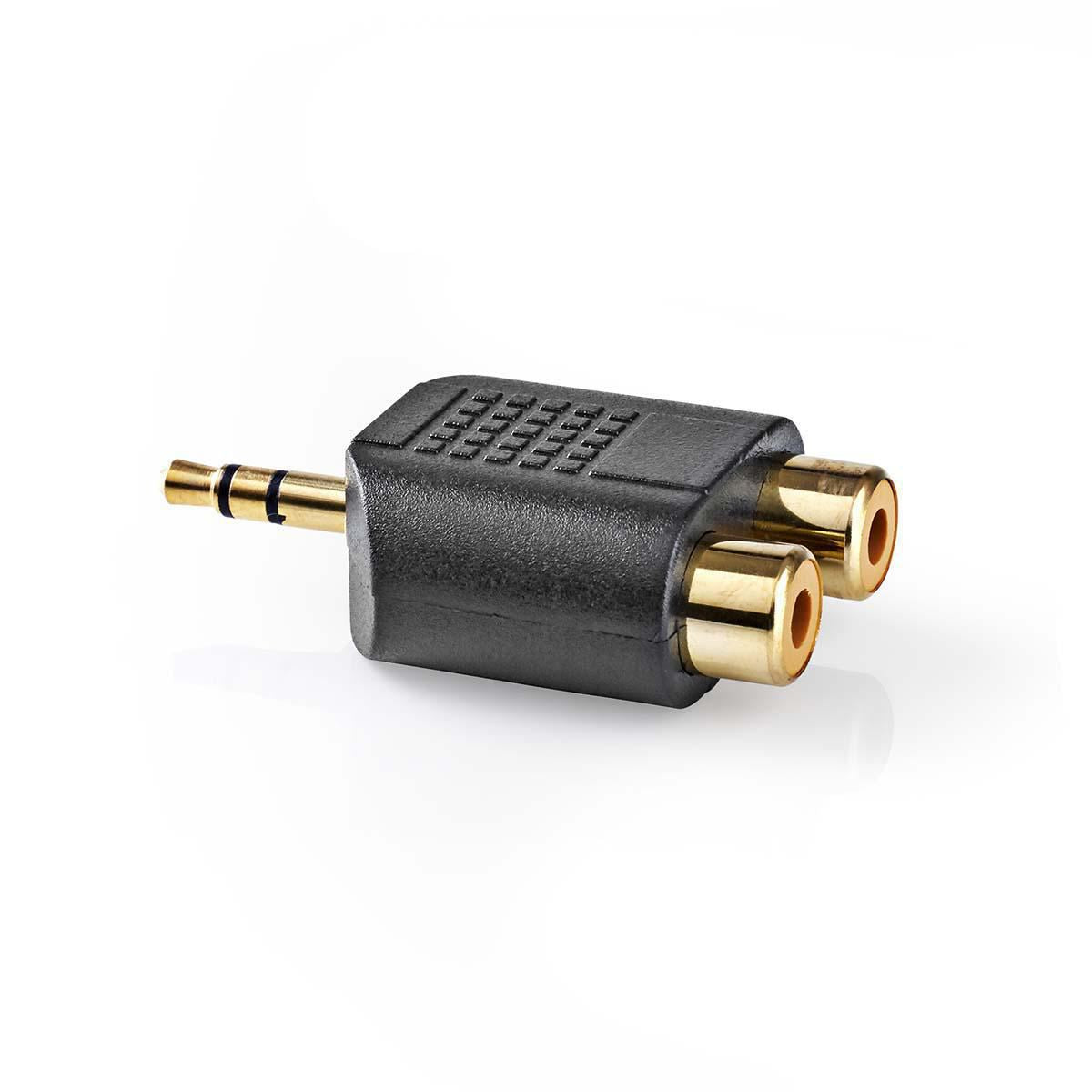 Nedis Stereo Audio Adapter | 3.5 mm Male | 2x RCA Female | Gold Plated | Straight | ABS | Black | 10 pcs | Envelope