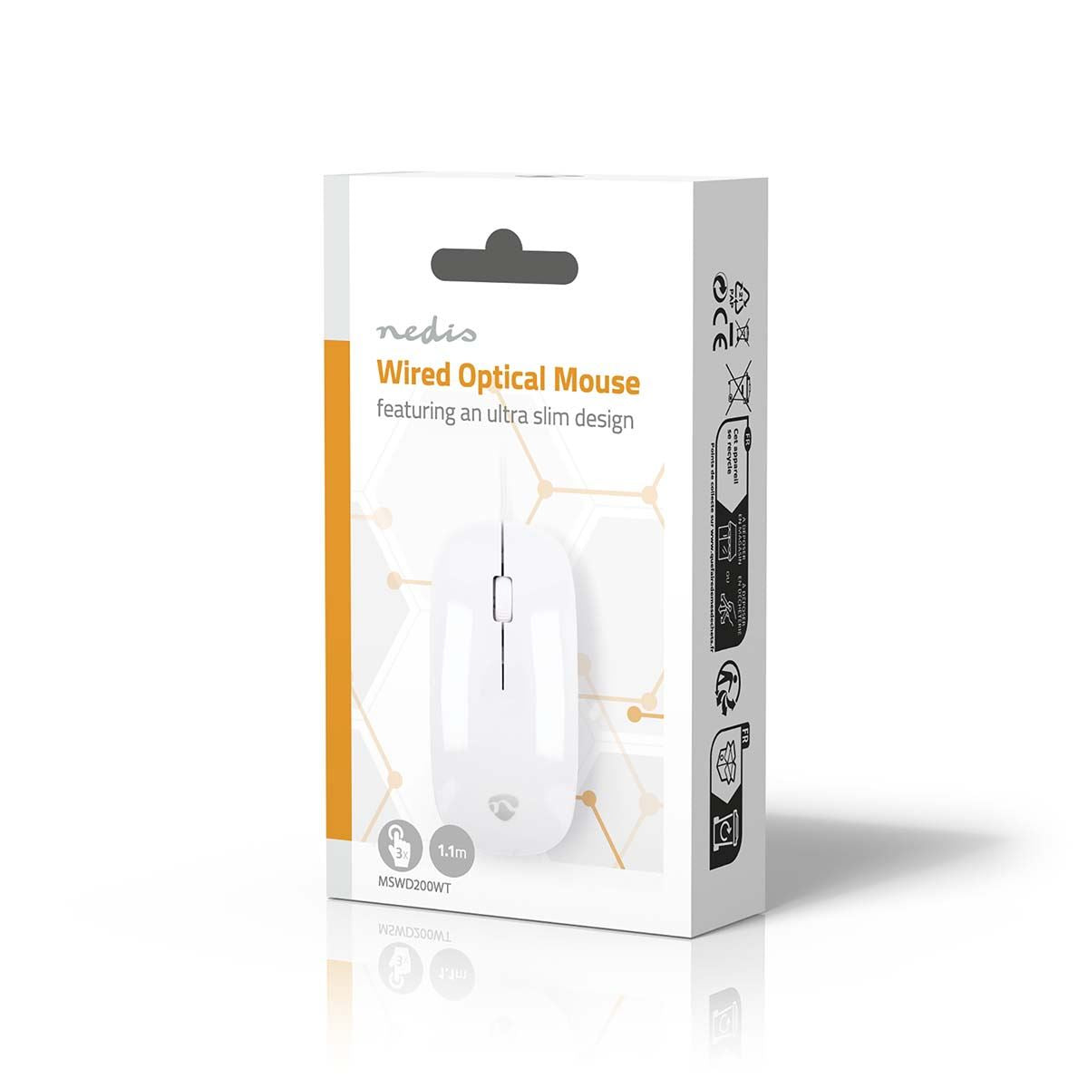 Nedis Mouse | Wired | 1000 dpi | Number of buttons: 3 | Both Handed