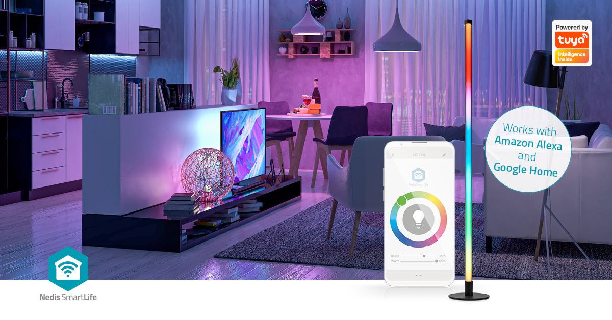 Nedis SmartLife Mood Light | Wi-Fi | Tube | 180 lm | RGBIC / Warm to Cool White | 2700 - 6500 K | 10 W | Metal / Silicone | 1 pcs