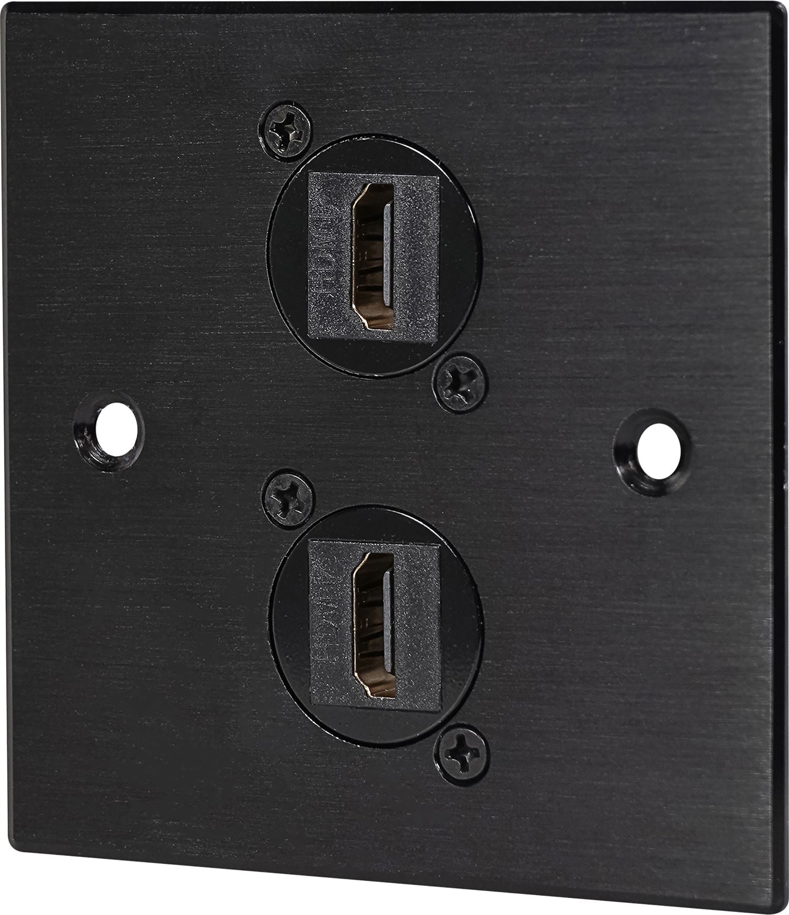 Black Wall Face Plate Electrical AV Slim Series 2 x HDMI Feedthrough Wall Plate Metal