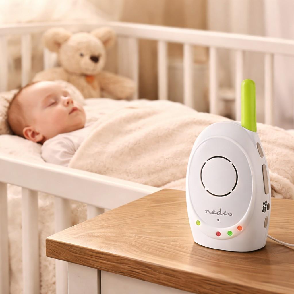 Nedis Audio Baby Monitor - Wireless Baby Phones with Intercom and 300m Range - Set of 2 - Green/White
