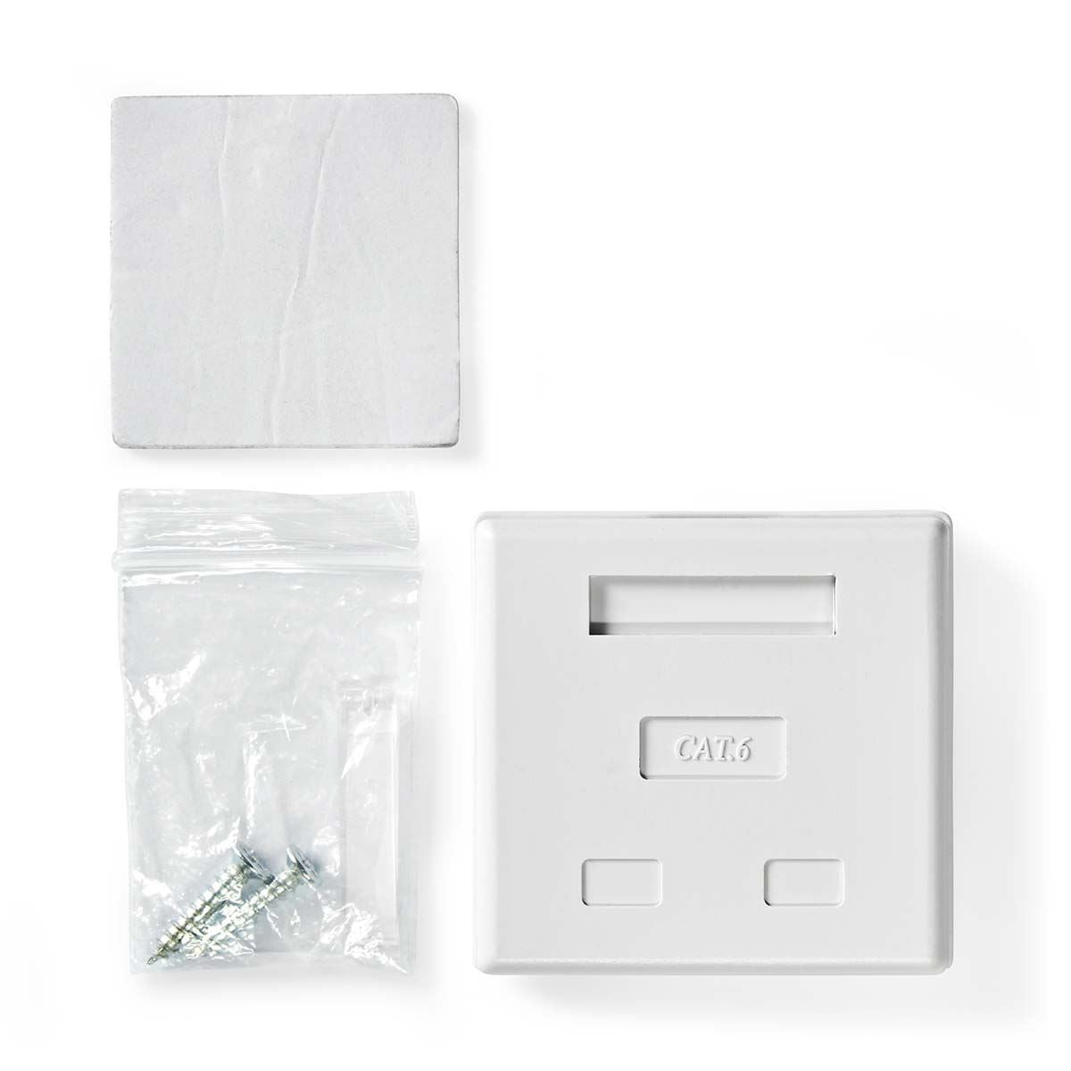 Nedis Network Wall Box | On-Wall | 2 port(s) | UTP CAT6 | Straight | Female | Gold Plated | PVC | White | Box