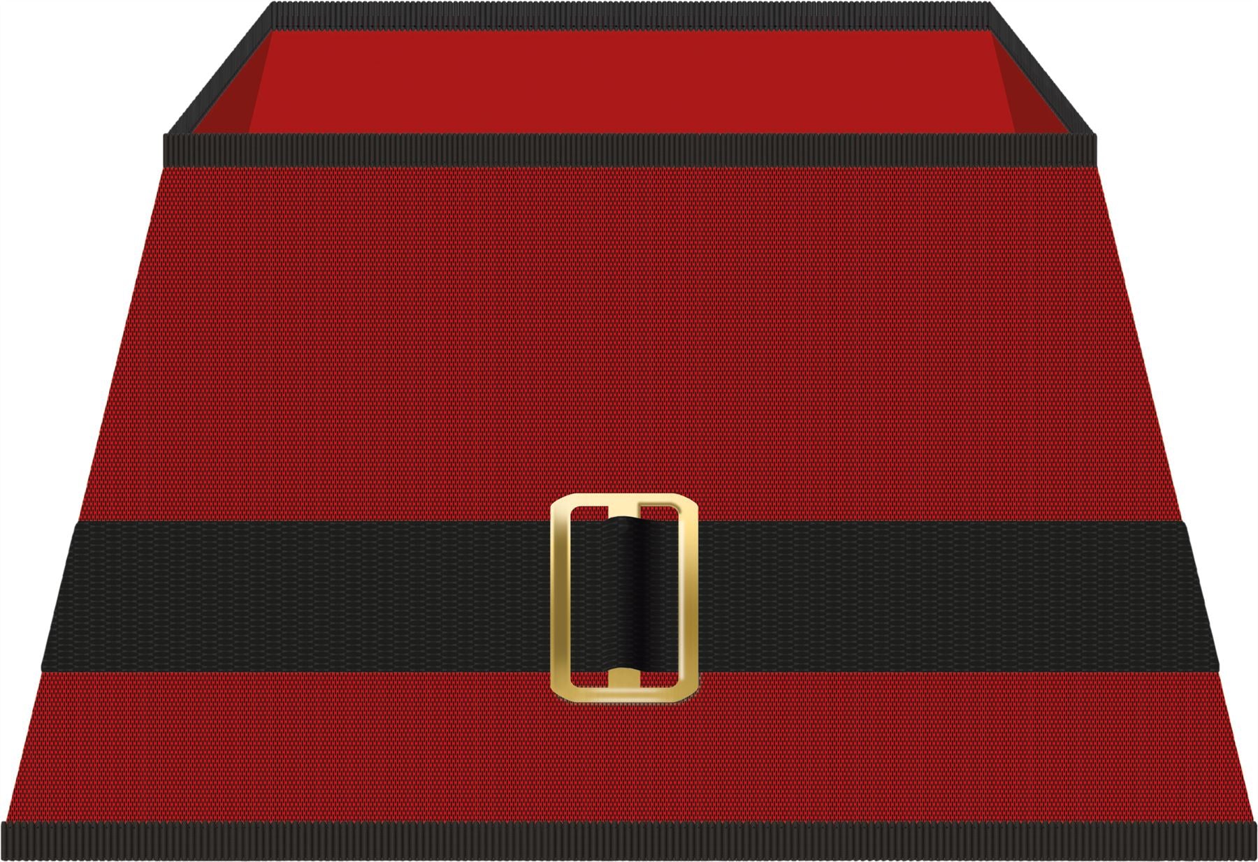 Santa Belt Design Christmas Tree Skirt Easy Fold Stand Cover Decoration - Red