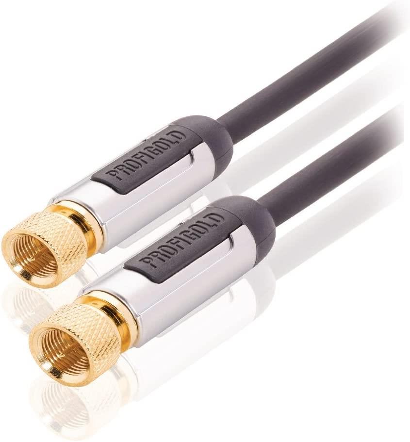 Profigold 5m F Type to F Type Connector Lead Cable Coaxial with F Connectors - Black