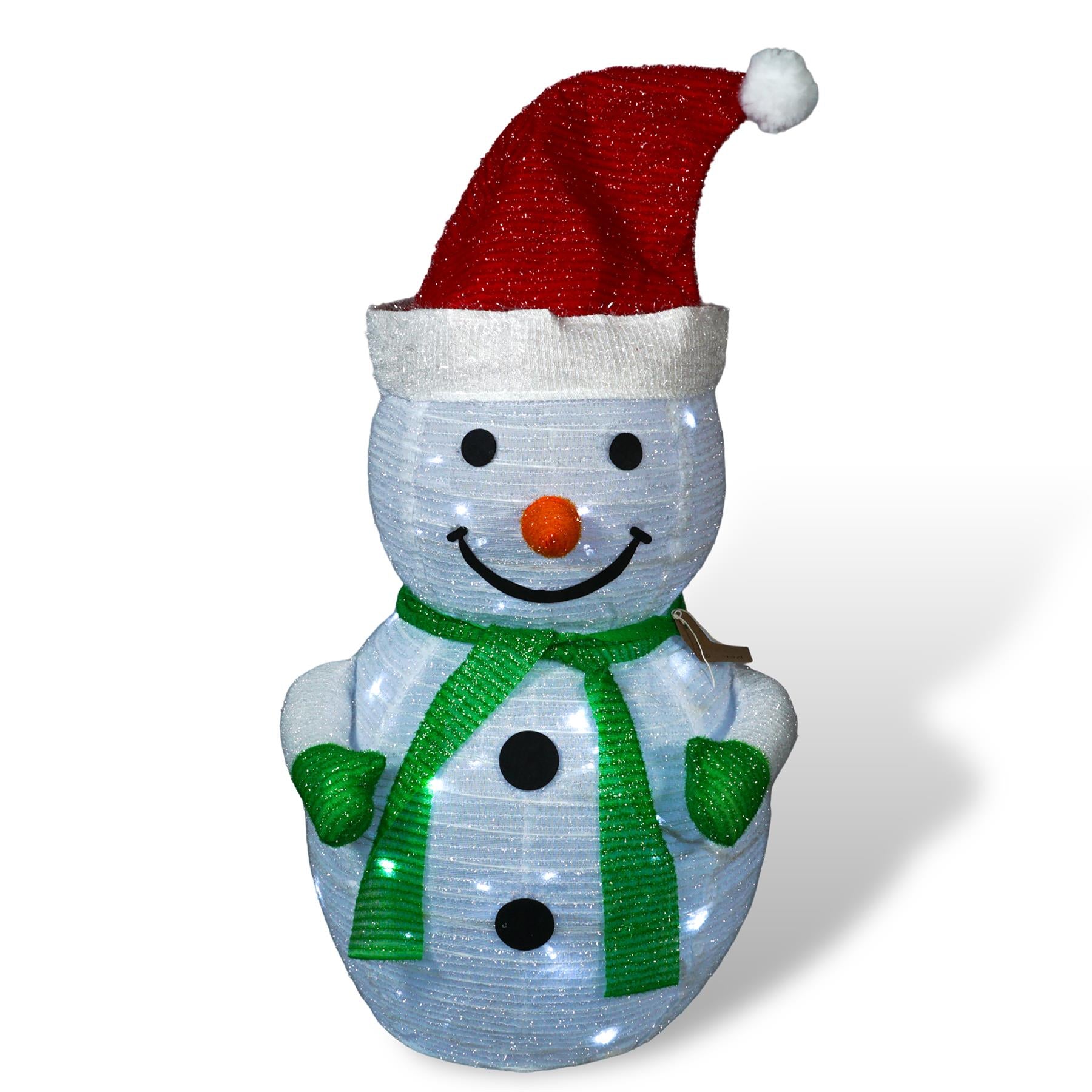 Outdoor Light Up 70cm Collapsible Christmas Snowman Decoration with Timer and 45 LED's Battery Operated