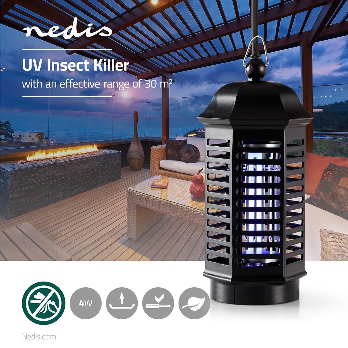 Nedis Insect Stop UV Light Trap Zapper Killer | 4 W | Effective range: 30 m² | Black