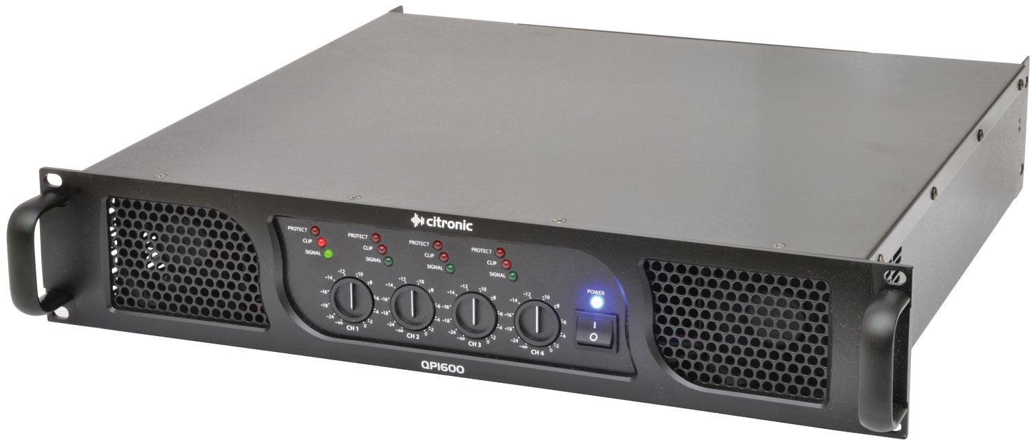 Citronic QP1600 2U Rack Mount Quad Power Amplifier 4 x 400W