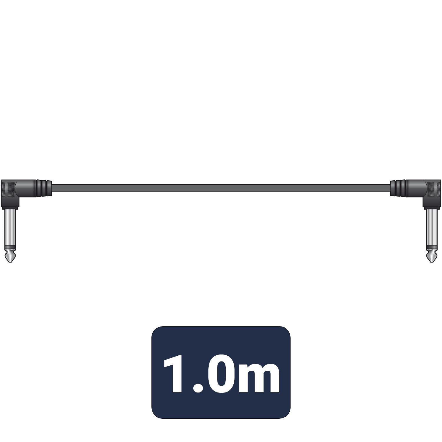 Citronic 6x 100cm 1m Classic 6.35mm Right Angled Jack Plug Mono Patch Lead Set Guitar Pedals Mixers - Black