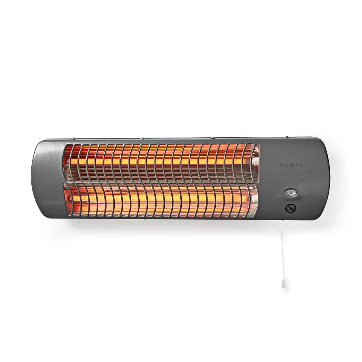 Nedis Bathroom Heater, Electric Wall-Mountable Radiant Heater with 2 Heat Settings (600/1200W), Tiltable Head, IPX4 Rated for Bathrooms - Grey