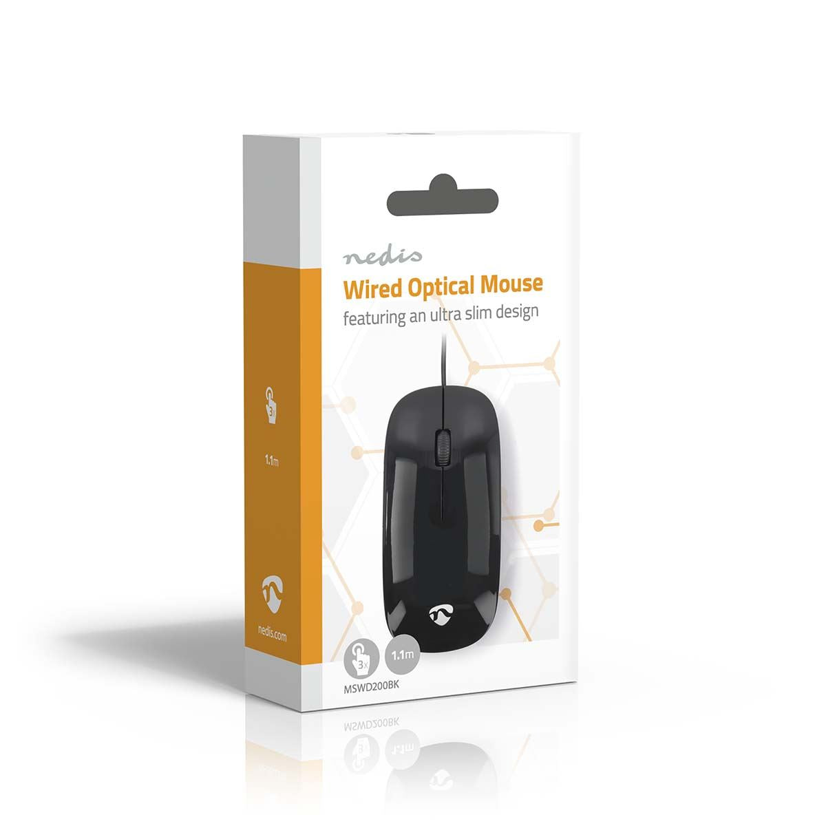 Nedis Mouse | Wired | 1000 dpi | Number of buttons: 3 | Both Handed