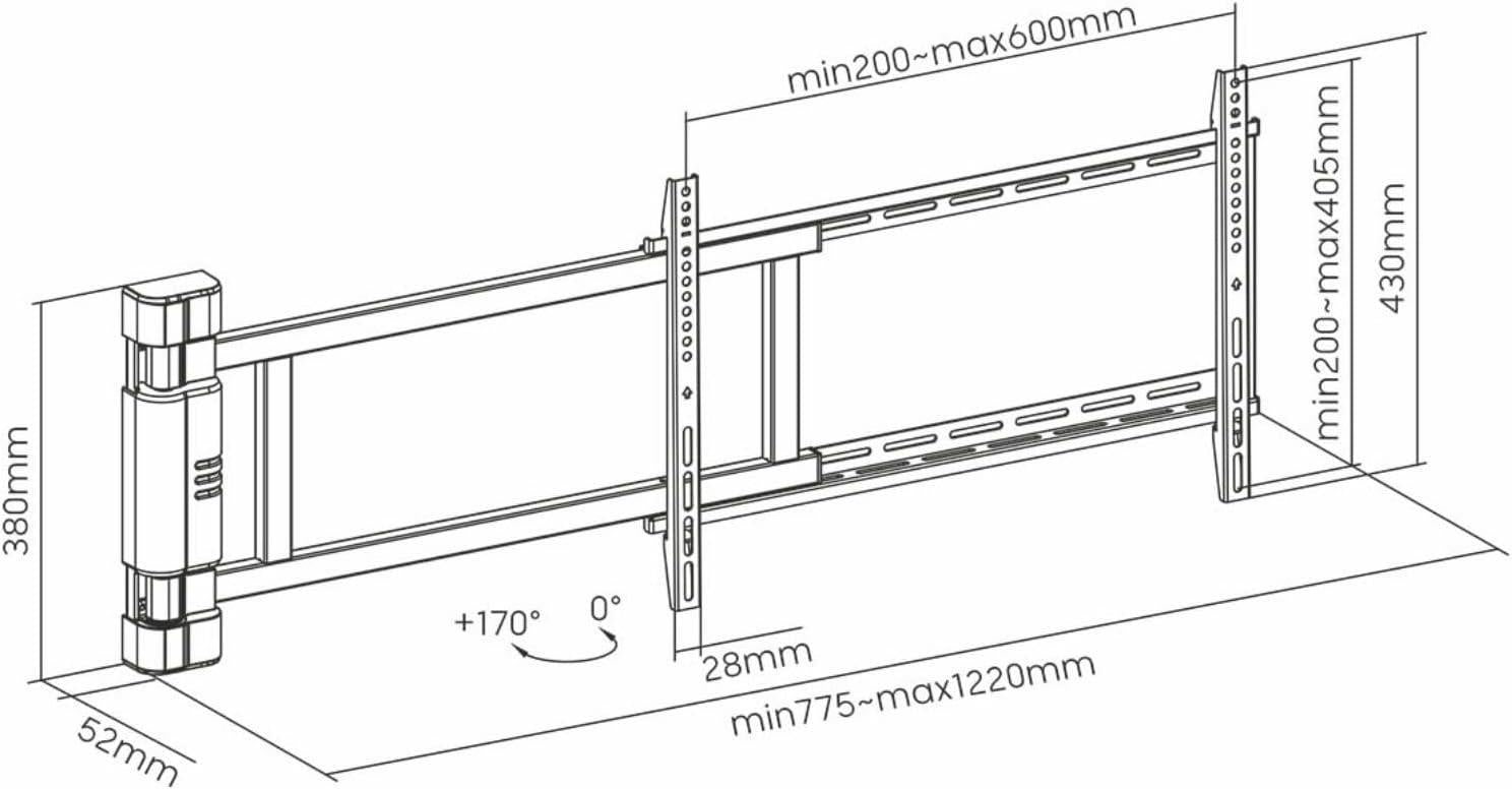 Nedis Motorised Swing TV Wall Mount Bracket for 32-75" Screen Max 50kg with Remote Control