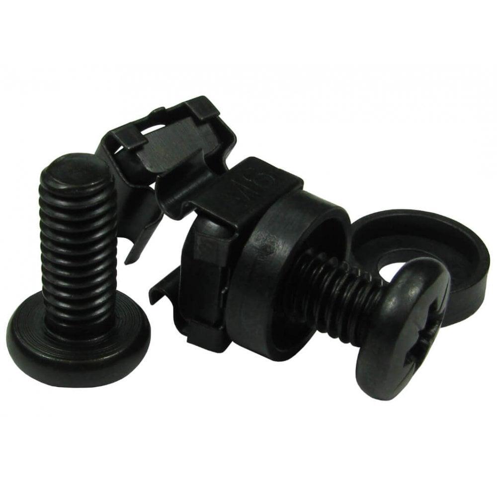 Ex-Pro M6 Cage Nuts & Bolts (6mm) Mounting Screws Server Rack Cabinet - Pack of 50 - Black