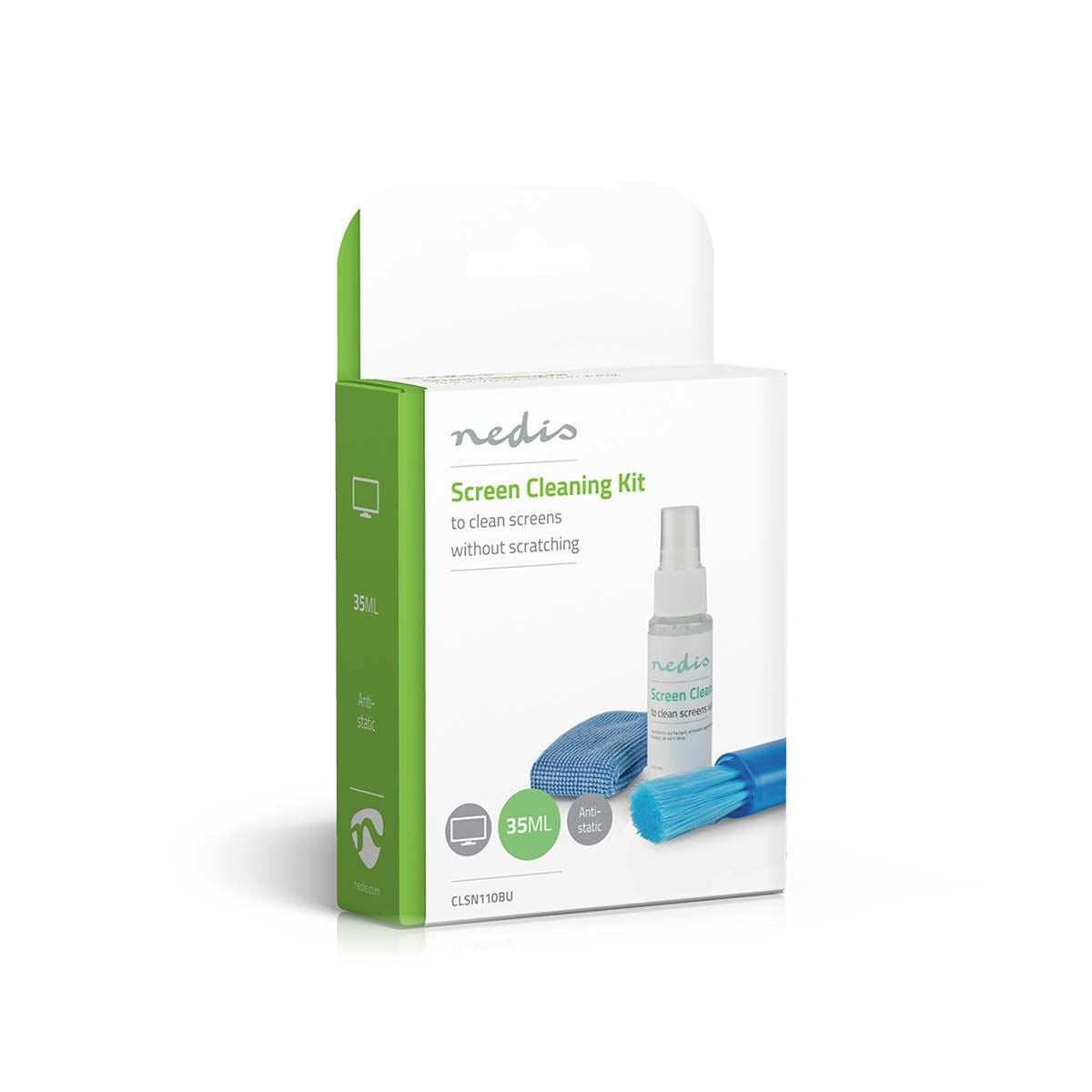 Nedis Screen Cleaner Kit for TV, PC, Smartphone & Tablet - 35ml Spray, Brush & Pearl Cloth