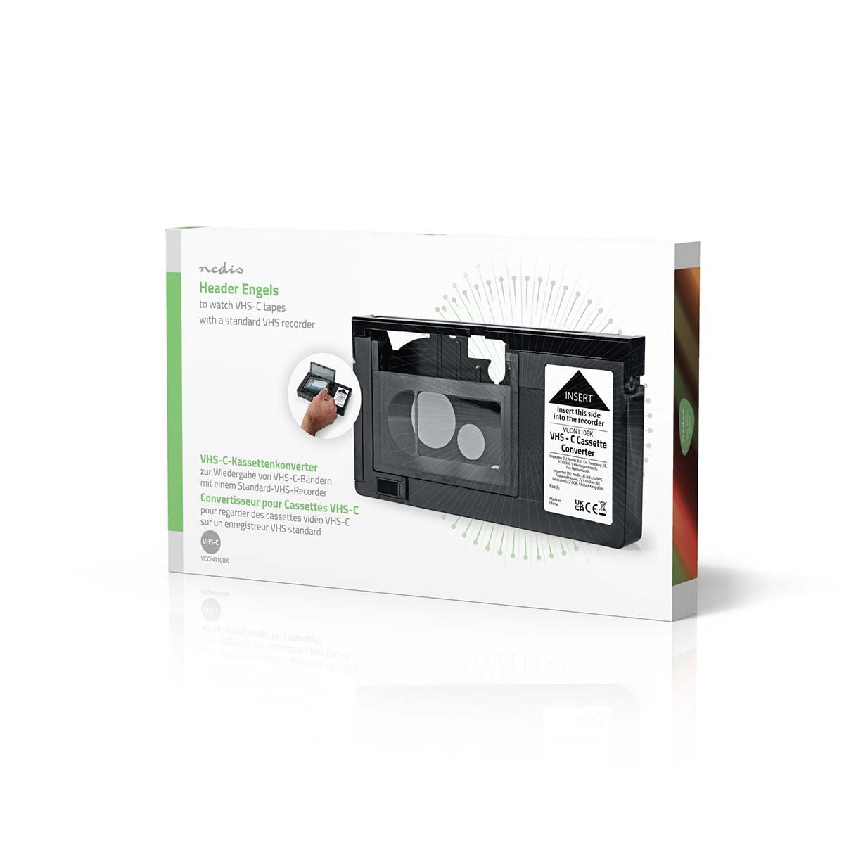 Nedis VHS-C to VHS Cassette Adapter (Converts Video Camcorder Tapes to VHS Video)