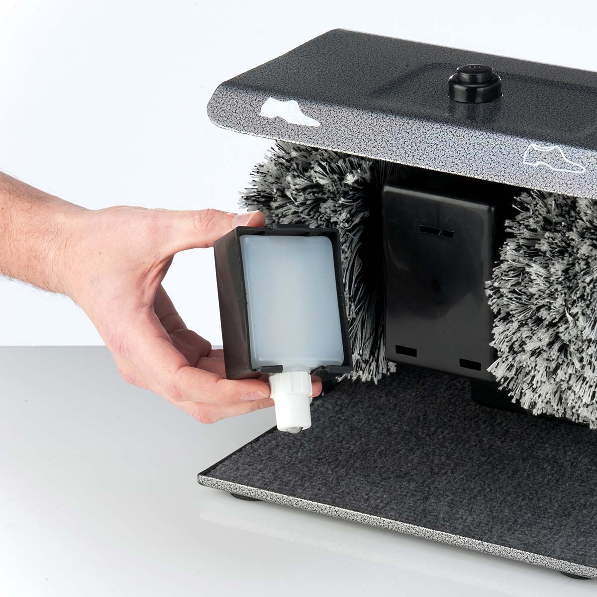 Trebs Electric Shoe Shine Machine with 2 Brushes for Automatic Polishing at Home, Office, Hotel, B&B - Metal - Anthracite