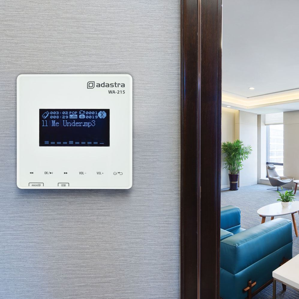 Adastra WA-215 In Wall Amplifier with USB/microSD player, FM + Bluetooth
