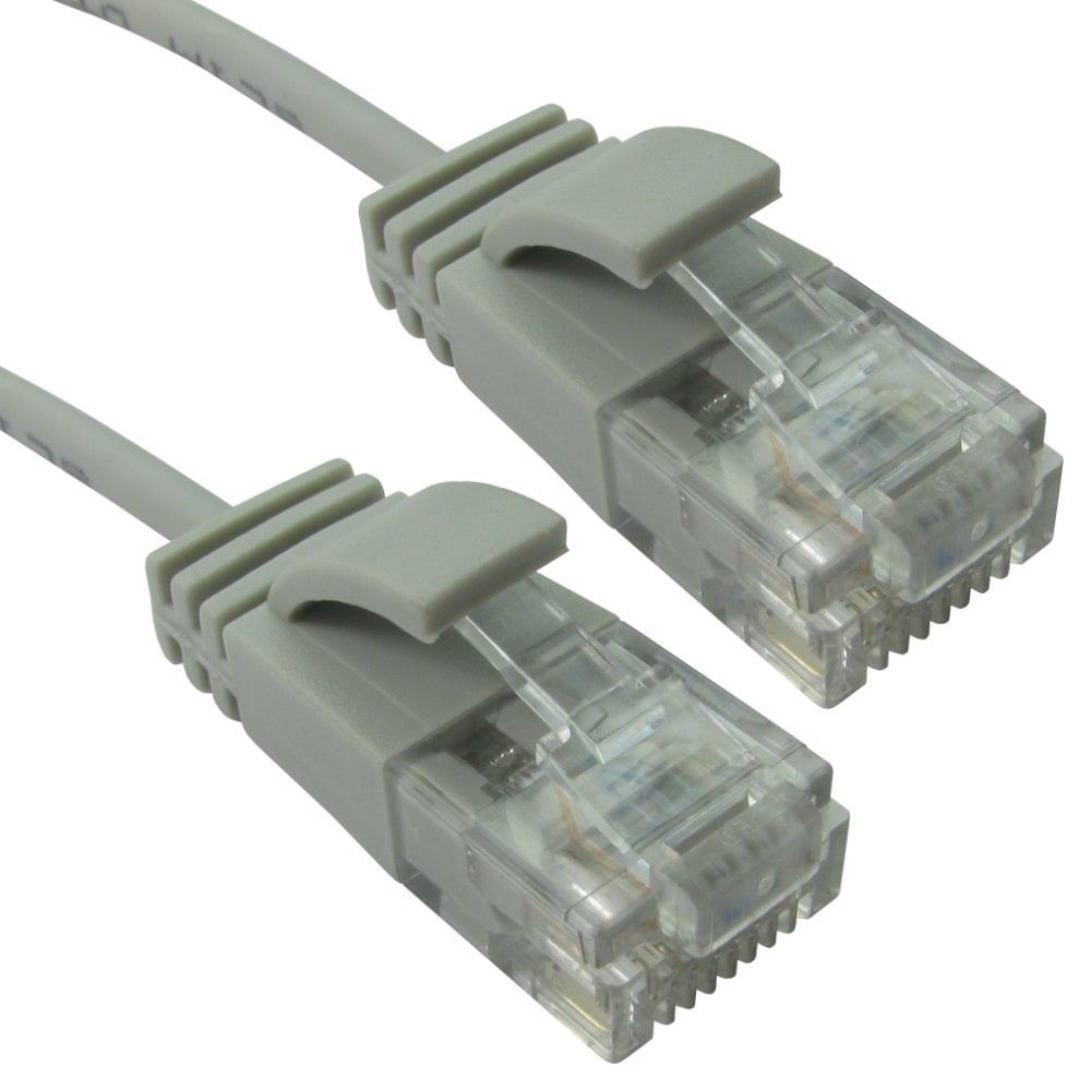 Ex-Pro 25cm (0.25m) Cat6 Silm 32AWG Patch Cables for 1U Patching - Grey
