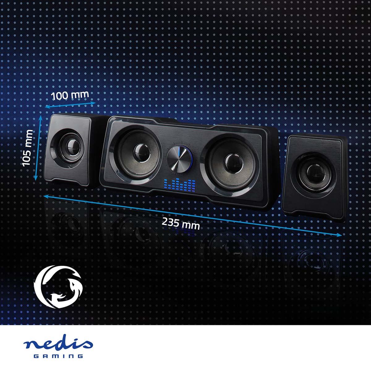 Nedis Gaming Speaker | Speaker channels: 2.2 | USB Powered | 3.5 mm Male | 48 W | LED | Volume control