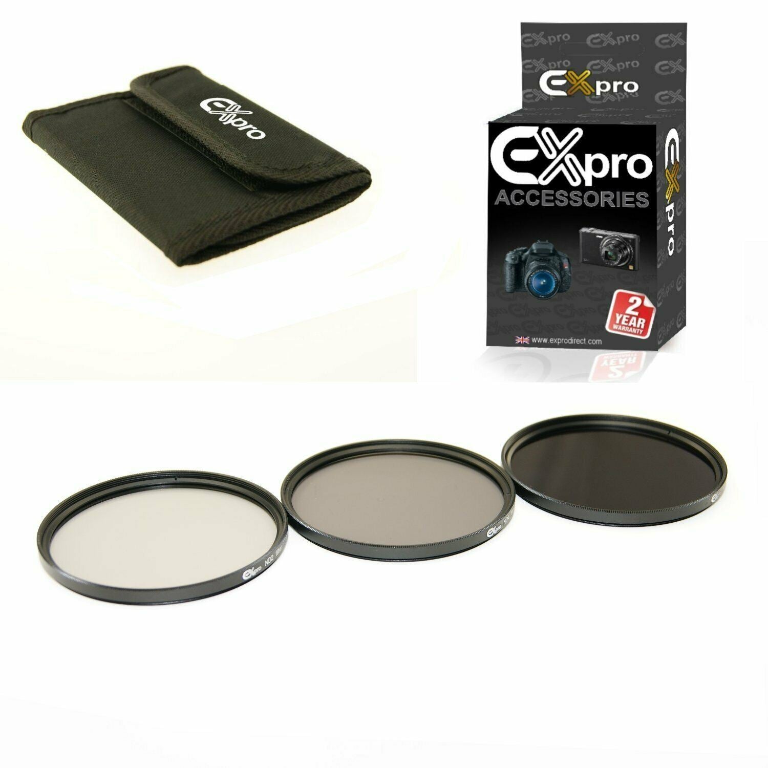 Ex-Pro 67mm ND 3 Piece Filter Kit with Case, ND2, ND4, ND8