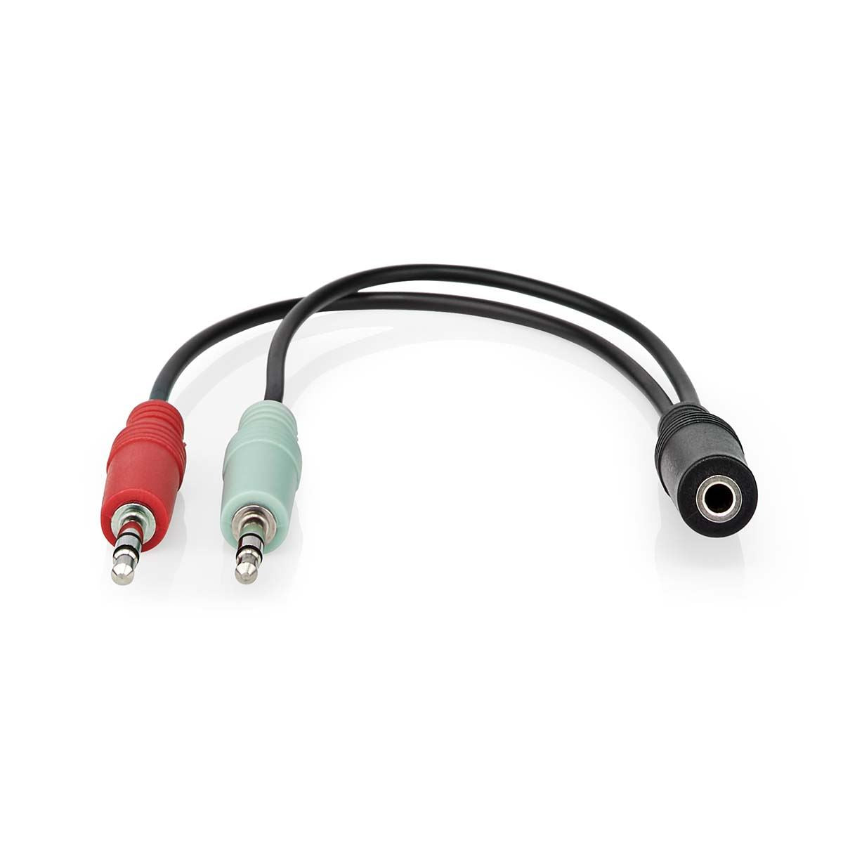 Nedis Stereo Audio Cable | 3.5 mm Female | 2x 3.5 mm Male | Nickel Plated | 0.20 m | Round | Black | Box