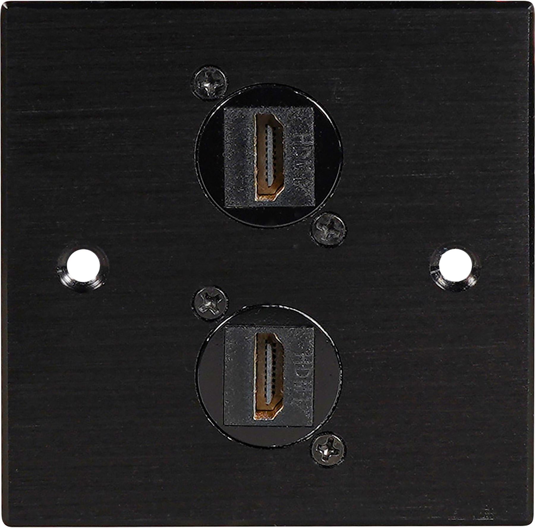 Black Wall Face Plate Electrical AV Slim Series 2 x HDMI Feedthrough Wall Plate Metal