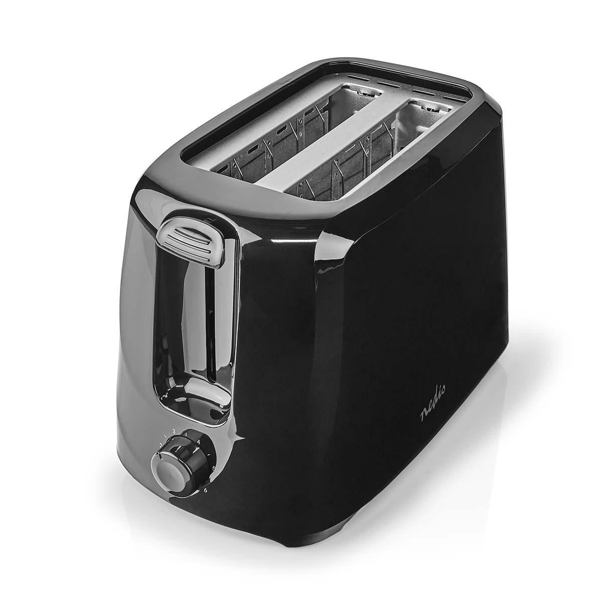 Nedis 2 Slice Bread Toaster 6 Browning Levels 600W Wide Slots Led Indicator