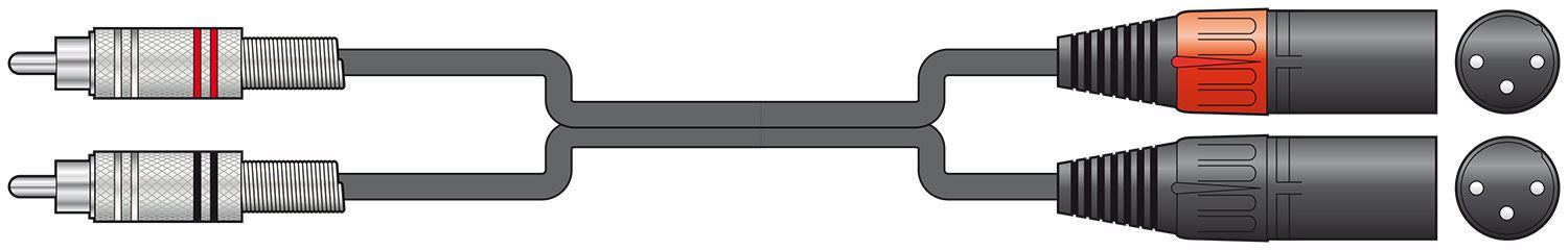 Citronic 0.75m Classic Audio Lead 2 x RCA Male Plugs - 2 x XLR Male