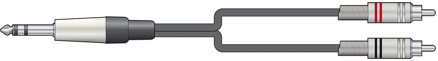 Citronic 1.5m Classic Audio Lead 6.3mm 1/4" TRS Jack - 2 RCA Phono Plugs