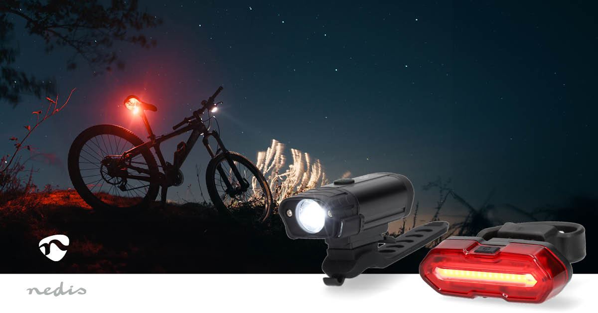 Nedis Rechargeable Bicycle Light | Battery Powered | 5 V DC | 3 W | 400 lm | 4.5 lm | 100 m | 110 °